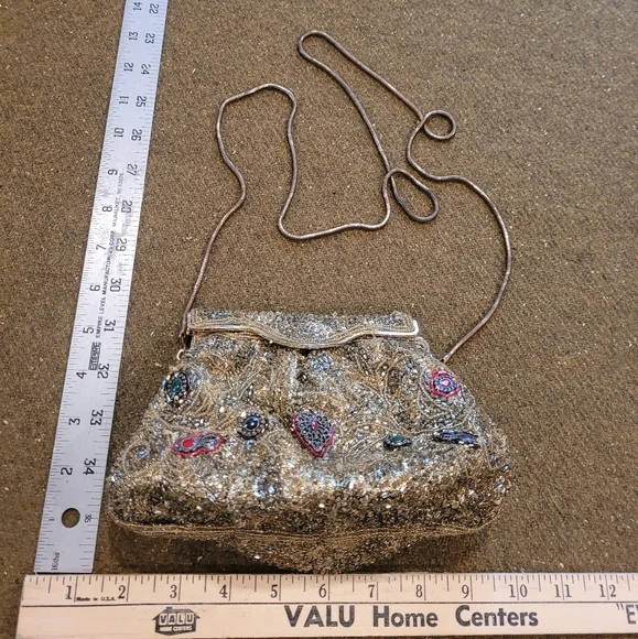 Vintage beaded purse, chain handle - Picture 1 of 11